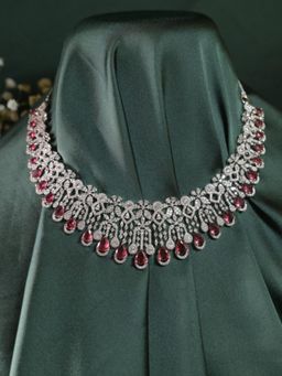 Swan Jewels - Victorian Ruby Red Diamond Cocktail Necklace Set