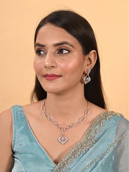 Ratnavali Jewels - Rose Gold Plated American Diamond Cz Jewellery Set