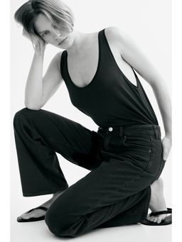 H&M - Women Black Wide High Waist Jeans