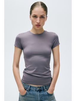 H&M - Women Purple Fitted Microfibre T-Shirt