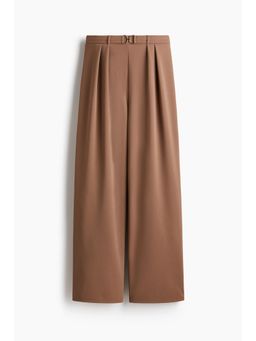 H&M - Women Brown Buckle-Detail Tailo Trousers