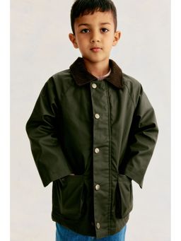 H&M - Boys Green Waxed Cotton Coat
