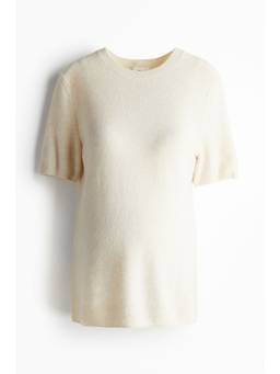 H&M - Women White Mama Short-Sleeved Fine-Knit Top