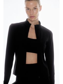 H&M MOVE - Women Black Zip-Through Sports Jacket With Softmove