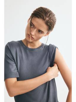 H&M - Women Grey Fine-Knit T-Shirt