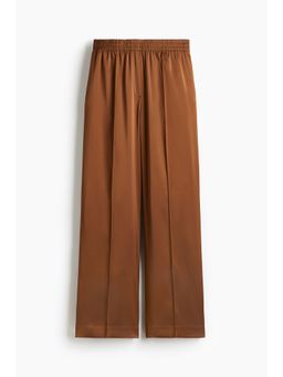 H&M - Women Brown Wide Crease-Detail Trousers