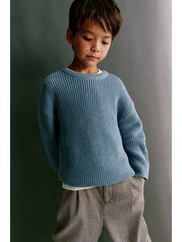 H&M - Boys Blue Patent-Knit Cotton Jumper