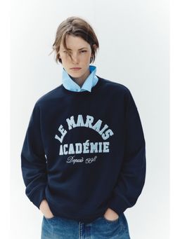 H&M - Women Blue Text-Motif Sweatshirt