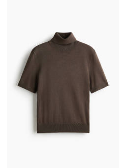 H&M - Women Beige Fine-Knit Polo-Neck Top