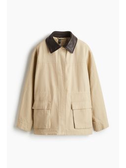 H&M - Women Beige Coated-Collar Twill Jacket