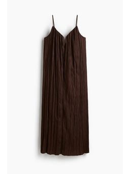 H&M - Women Brown Crinkled Strappy Dress