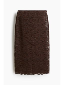 H&M - Women Brown Lace Pencil Skirt