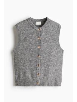 H&M - Women Grey Fine-Knit Waistcoat