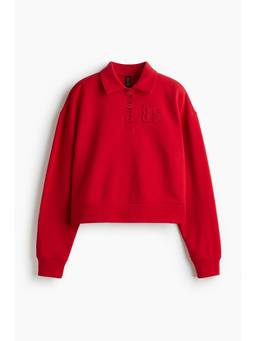 H&M - Women Red Loose-Fit Polo Shirt