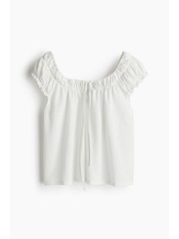 H&M - Women White Gathe Jersey Top