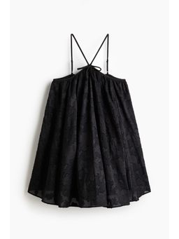H&M - Women Black Jacquard-Weave Strappy Dress