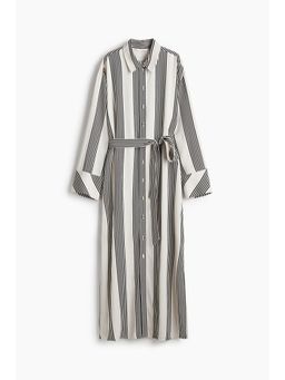 H&M - Women White Tie-Belt Shirt Dress