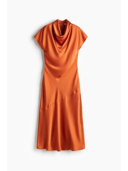H&M - Women Orange Cowl-Neck Satin Dress