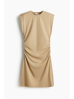 H&M - Women Beige Shoulder-Pad Interlock Dress