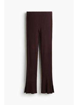 H&M - Women Wine Rib-Knit Trousers
