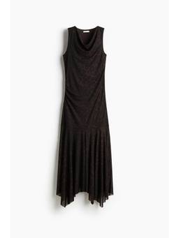 H&M - Women Brown Draped Mesh Dress