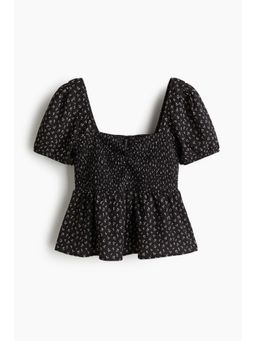 H&M - Women Grey Smocked Peplum Blouse