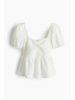 H&M - Women White Smocked Peplum Blouse