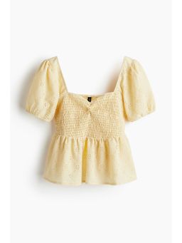 H&M - Women Yellow Smocked Peplum Blouse