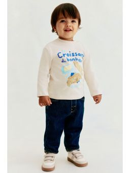 H&M - Kids Beige Long-Sleeved Cotton T-Shirt