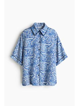 H&M - Women Blue Printed Satin Shirt