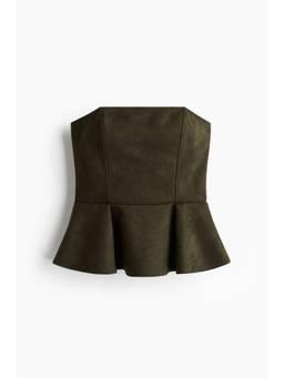 H&M - Women Green Bandeau Peplum Top