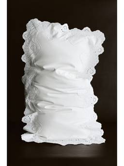 H&M - White Lace-Trimmed Pillowcase