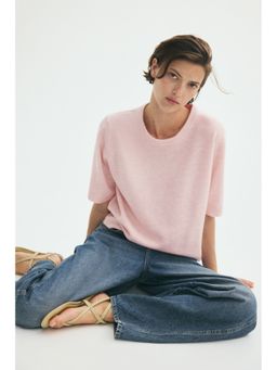 H&M - Women Pink Fine-Knit T-Shirt