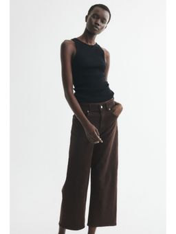 H&M - Women Brown Wide High Waist Ankle Jeans