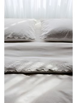 H&M - White Broderie Anglaise Double/King Duvet Cover Set