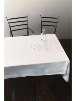 H&M - Home White Embroidery-Detail Tablecloth