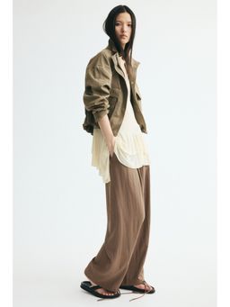 H&M - Women Beige Tie-Detail Balloon Trousers