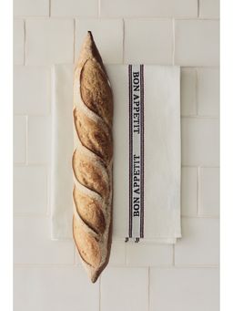 H&M - Home White Linen-Blend Tea Towel