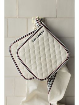 H&M - Home White 2-Pack Quilted Pot Holders