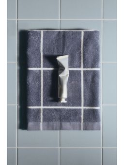 H&M - Blue Grid-Patterned Hand Towel