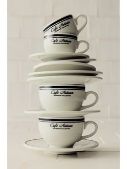H&M - White 2-Pack Porcelain Cappuccino Cups And Saucers