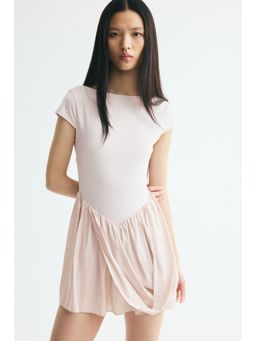 H&M - Women Pink Dual-Fabric Draped-Panel Dress