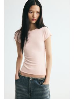 H&M - Women Pink Cap-Sleeved Fine-Knit Top