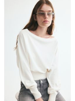 H&M - Women White Batwing-Sleeved Fine-Knit Jumper