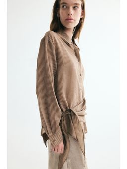 H&M - Women Beige Scarf-Detail Shirt