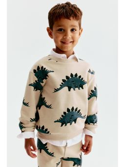 H&M - Boys Beige Printed Brushed-Inside Sweatshirt