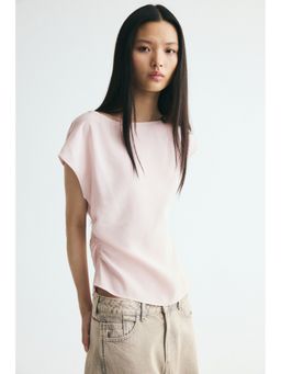 H&M - Women Pink Ruched Viscose-Blend Top