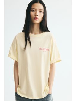 H&M - Women Yellow Oversized Printed T-Shirt
