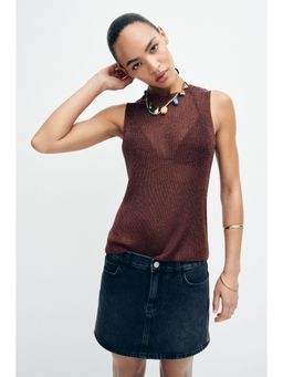 H&M - Women Brown Metallic Knitted Top