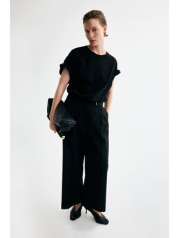 H&M - Women Black Straight Belted Trousers
